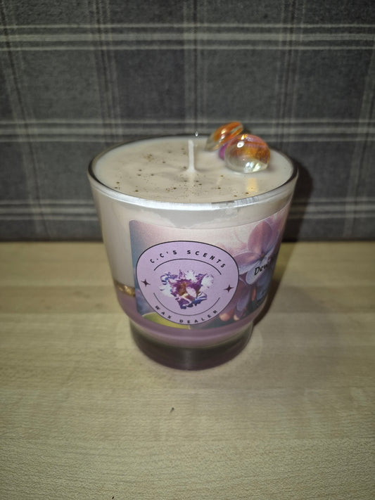 Dew Kissed Lilac with gold flake candle