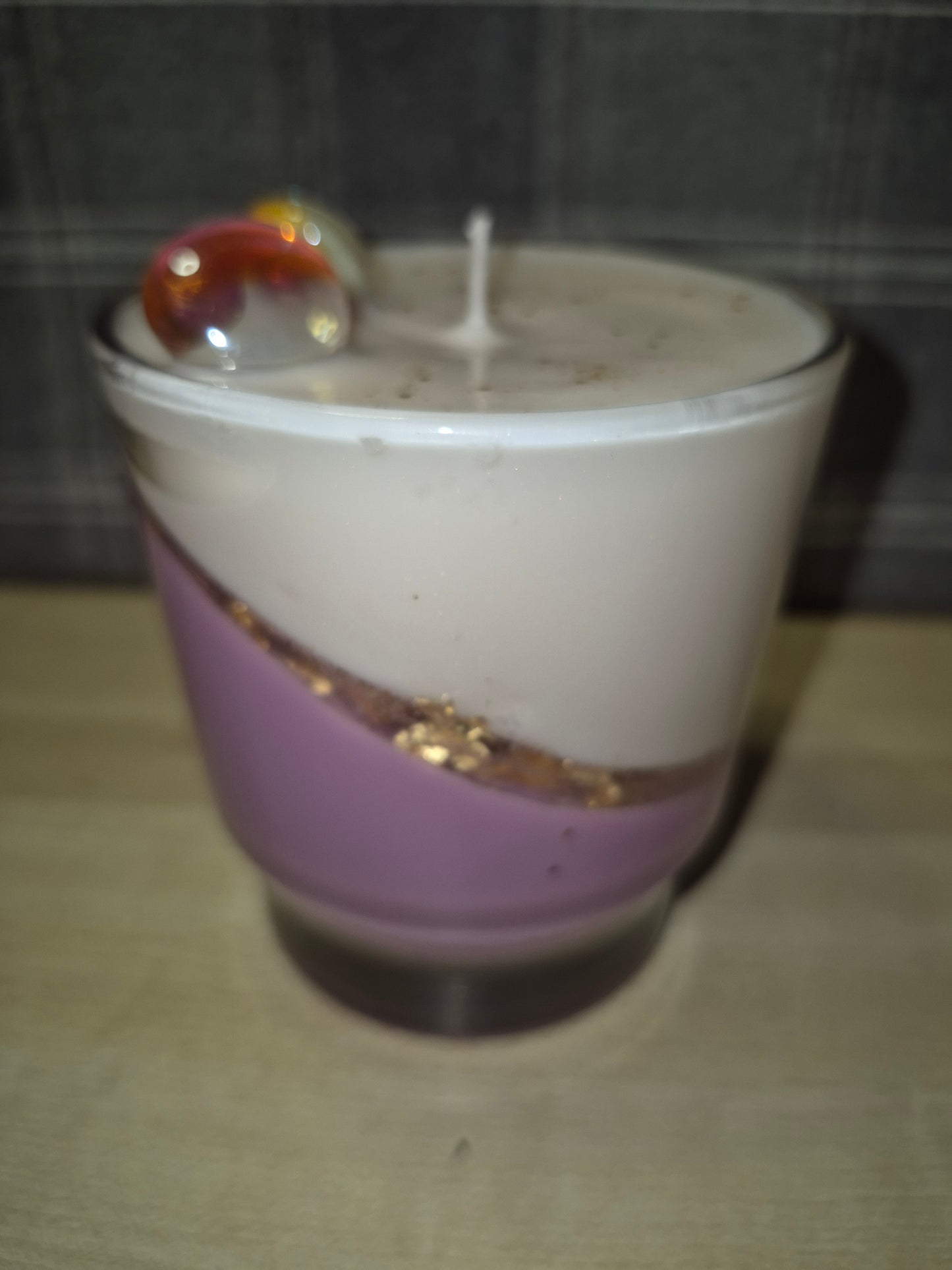 Dew Kissed Lilac with gold flake candle
